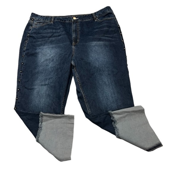 Rachel Roy High Rise Studded Denim Capri Woman’s Size 22W - Picture 3 of 14